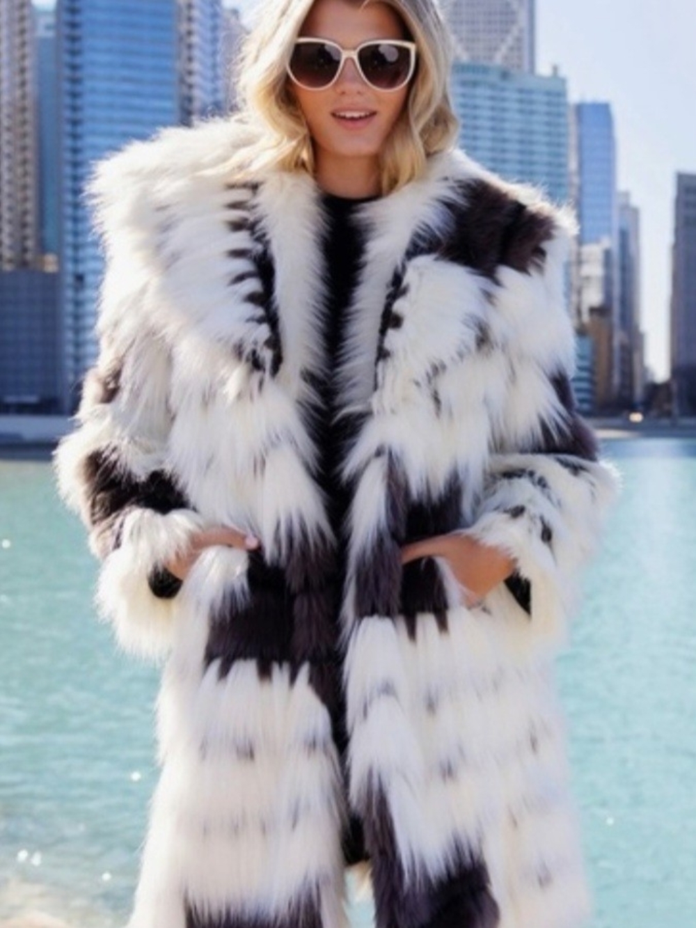 Fabulous Furs Brown and White Plush Teddy Coat